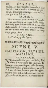 Autre page en décor de la rencontre entre Harpagon et Marianne.